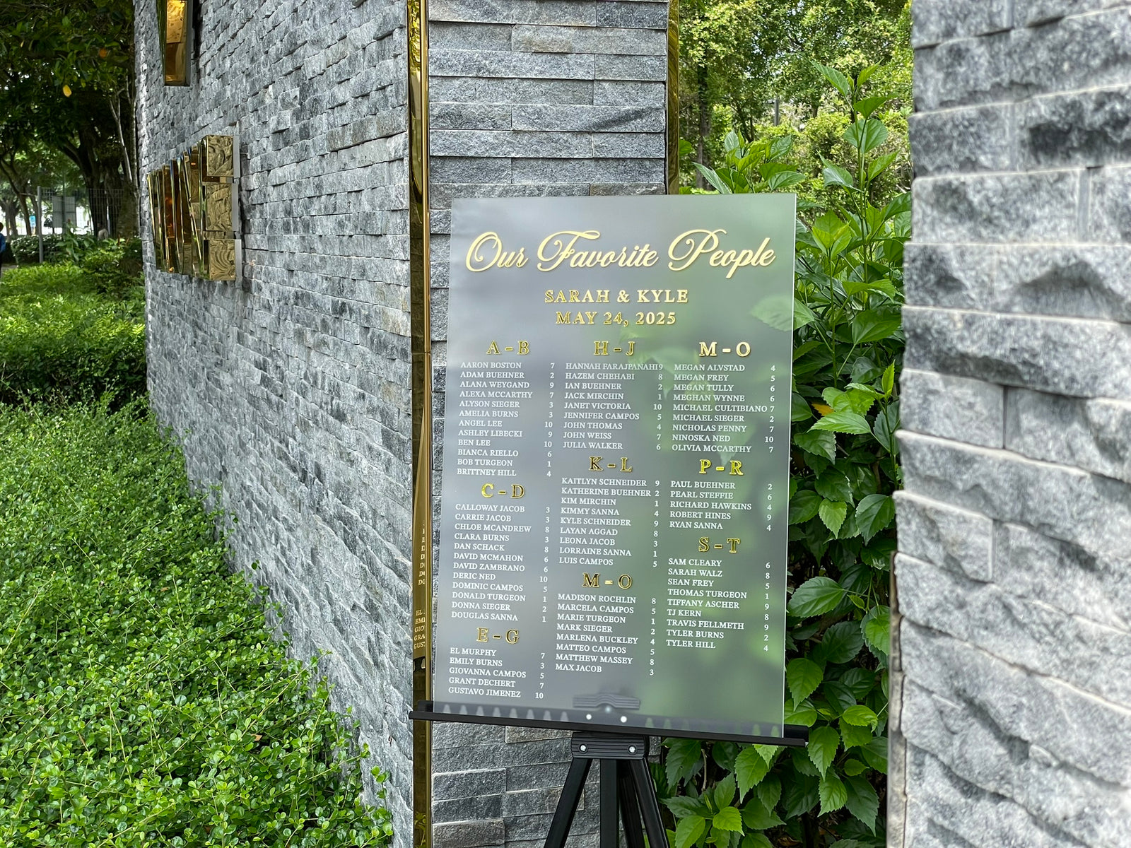 Alphabetical Seating Chart for Wedding