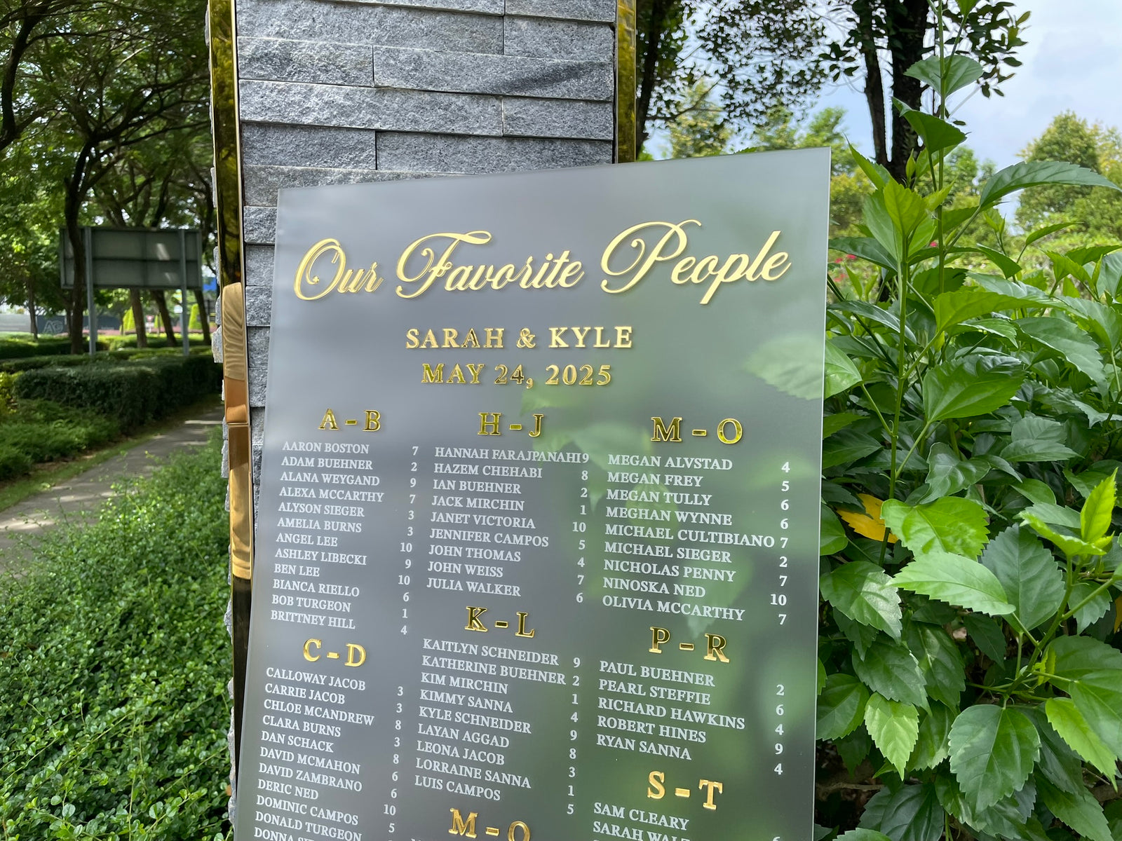 Alphabetical Seating Chart for Wedding