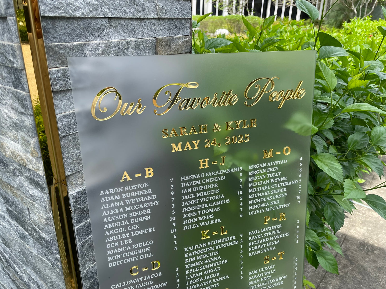 Alphabetical Seating Chart for Wedding
