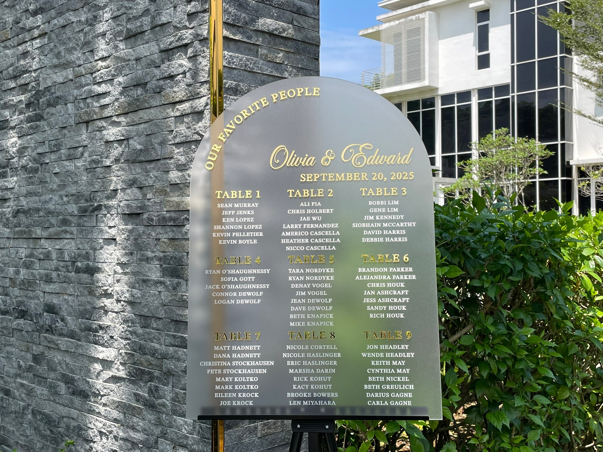 Wedding Seating Arrangement Chart